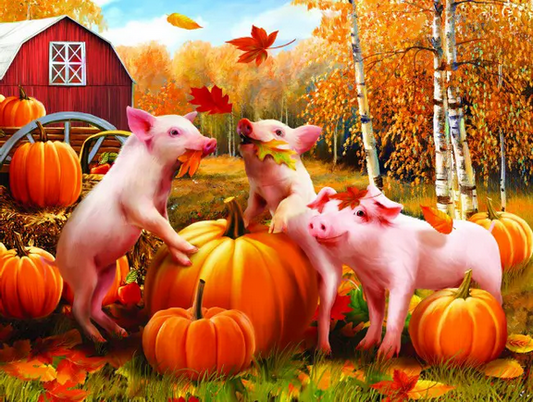 Puzzle Wood: Pigs and Pumpkins
