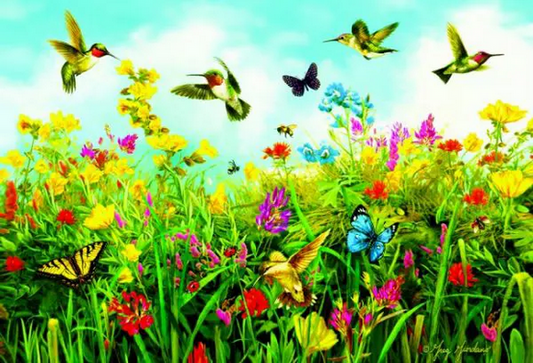 Puzzle Hummingbird Fields JIgsaw Puzzle