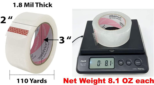 iMBAPrice Sealing Tape - Premium 110 Yards Long 2" Wide Ultra Clear Shipping Packaging Tape