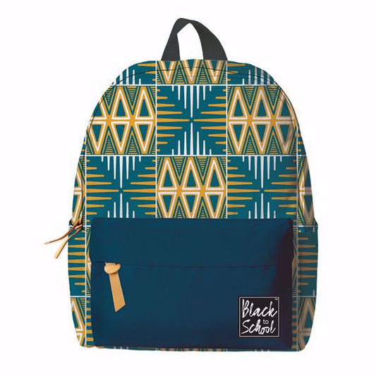 African American Expressions BP01 Blue/Yellow Mudcloth Backpack Set